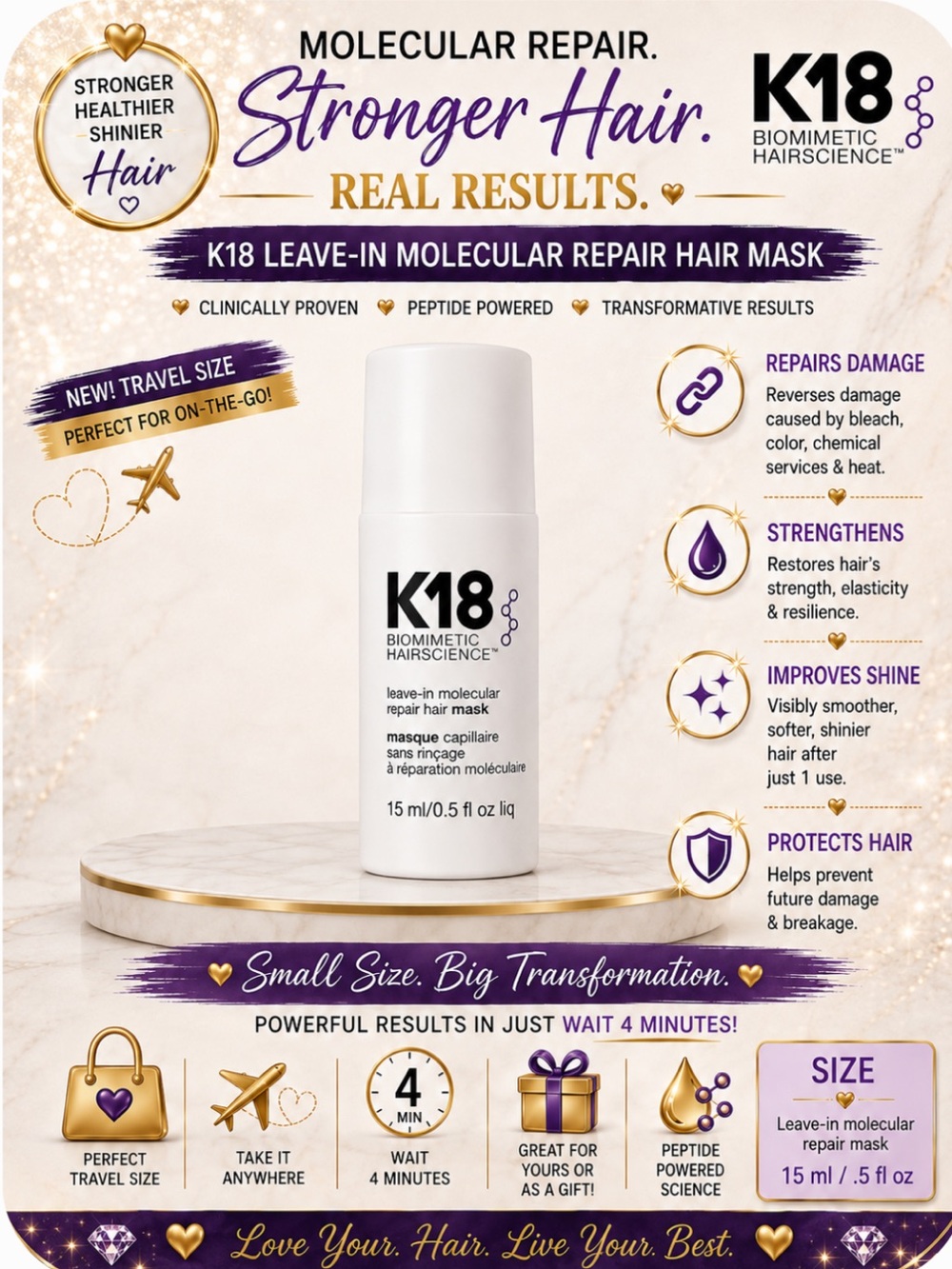 K18 Leave-In Molecular Repair Hair Mask - Travel Size